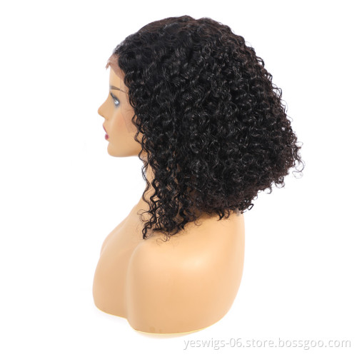 Women Lace Frontal 13*4 Wig For Beginners 1b Mongolian Natural Color Hair Remy Short Bob Cut Wholesale Mongolian Kinky Curly Wig